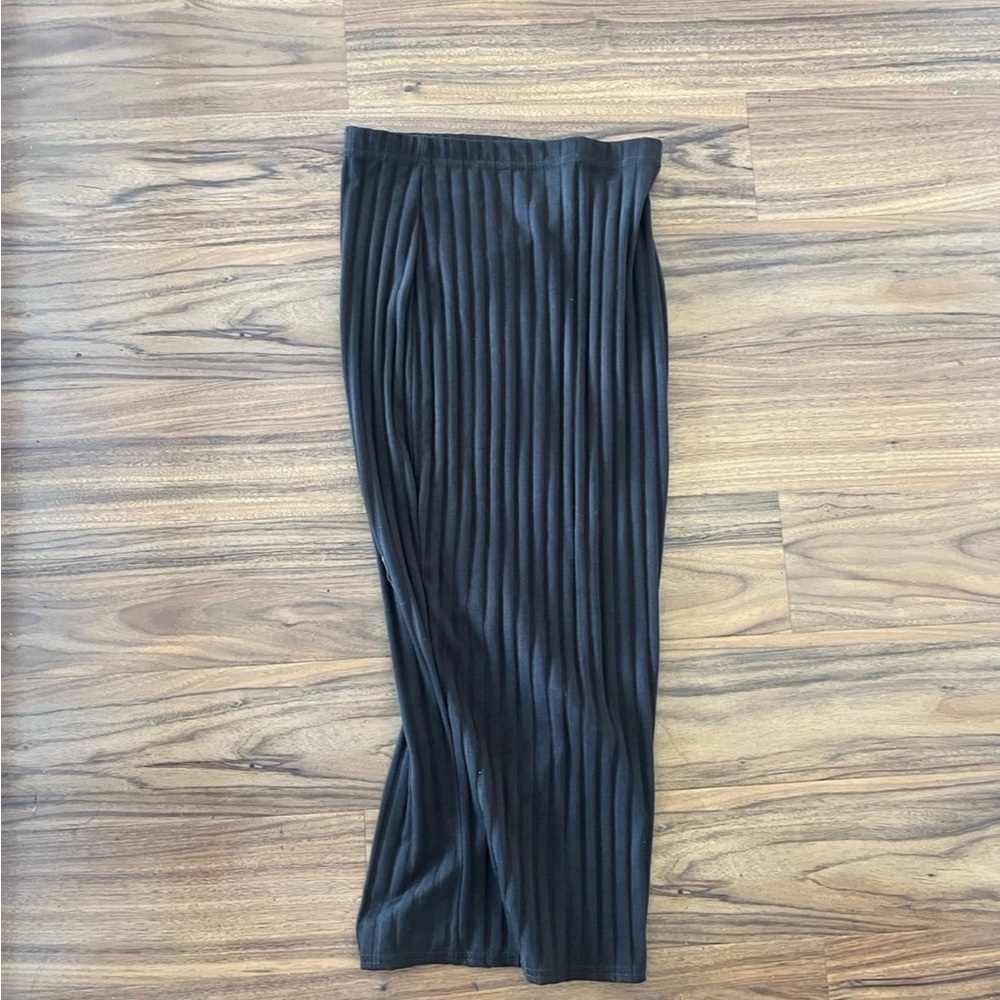 NWT boohoo chocolate brown ribbed pencil bodycon midi skirt​